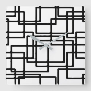 Zwart vierkant artistiek ontwerp met elkaar verbin vierkante klok