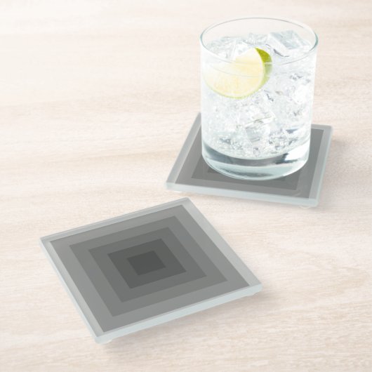 Zwart vierkant geometrisch glazen onderzetter (Schuin)