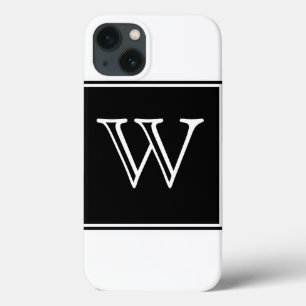 Zwart vierkant monogram iPhone 13 hoesje