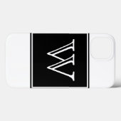 Zwart vierkant monogram Case-Mate iPhone case (Achterkant (horizontaal))