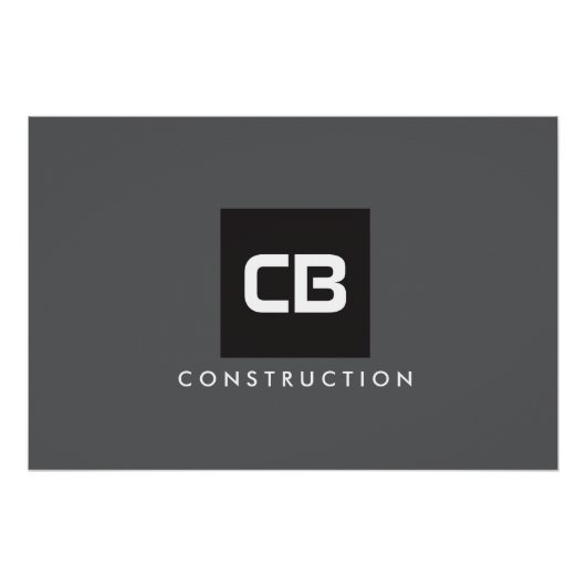 Zwart Vierkant Monogram Constructie Logo Donkergri Perfect Poster (Voorkant)