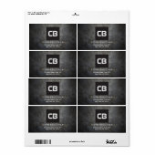 Zwart Vierkant Monogram Grunge Metaalbouw Etiket (Full Sheet)