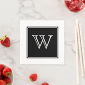 Zwart vierkant monogram papier Napkins Servetten (Insitu)