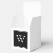 Zwart vierkant monogram voor dozen bedankdoosjes (Geopend)