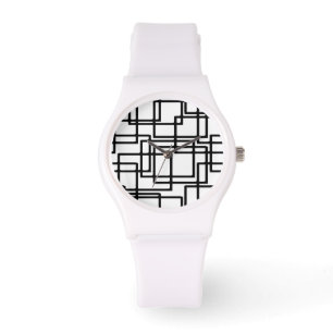 Zwart vierkantsartistiek ontwerp met elkaar verbin horloge