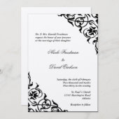 Zwart vilt hoekscrolscript elegant bruiloft kaart (Voorkant / Achterkant)