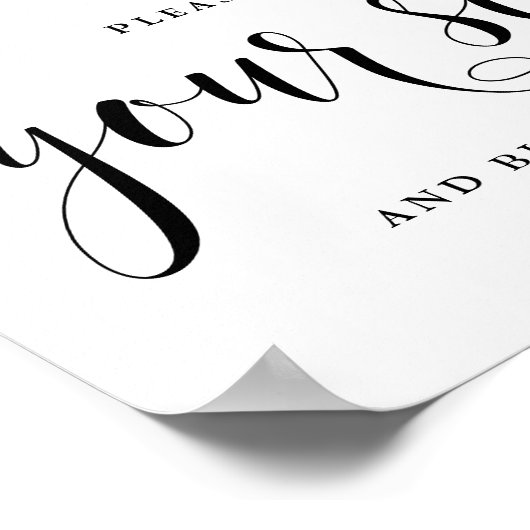 Zwart Vind uw stoel en Buen Provecho bruiloft Poster (Hoek)