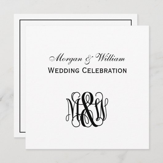 Zwart Vine Script Monogram B&G DIY BG Bruiloft Kaart (Voorkant / Achterkant)