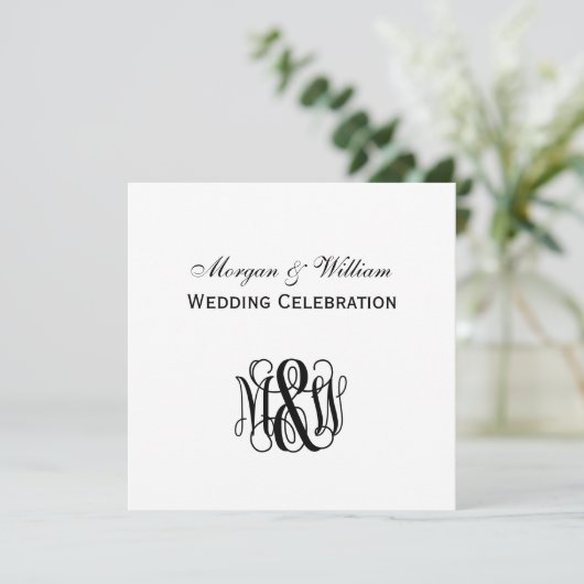 Zwart Vine Script Monogram B&G DIY BG Bruiloft Kaart (Staand voorkant)