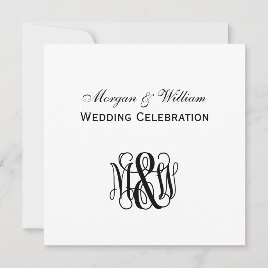 Zwart Vine Script Monogram B&G DIY BG Bruiloft Kaart (Voorkant)