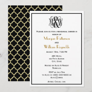 Zwart Vine Script Monogram DIY BG Repetitie Marokk Kaart