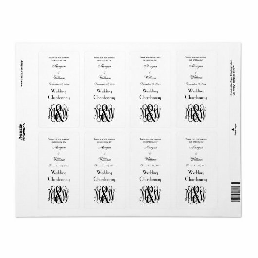 Zwart vinscript monogram B&G DIY BG Etiket (Full Sheet)