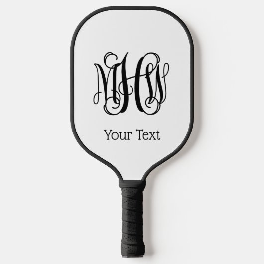 Zwart vinscript monogram DIY BG Pickleball Paddle (Voorkant)