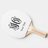 Zwart vinscript monogram DIY BG Tafeltennisbatje (Zijkant)