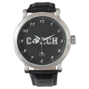 Zwart Vintage Leren Horloge voor Voetbalcoach