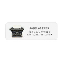 Zwart vintage schrijfmachine retouradres Label