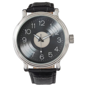 Zwart vinyl album horloge