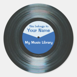 Zwart Vinyl Music Record Label Stickers Blauw