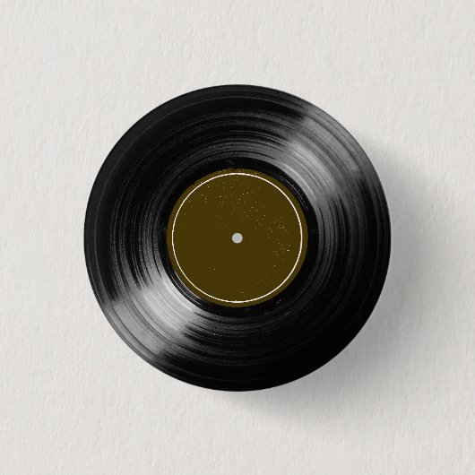Zwart vinylplaat ronde button 3,2 cm (Voorkant)