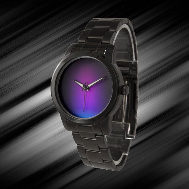 Zwart Violet gradiëntgloed Horloge (Creator heeft geüpload)