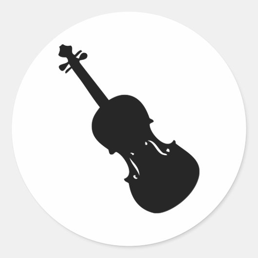 zwart vioolpictogram ronde sticker (Voorkant)
