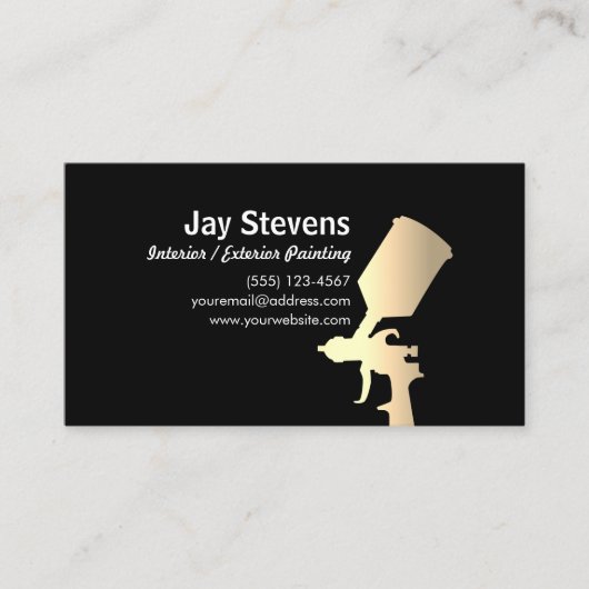 Zwart Visitekaartje met schilderverf voor goudverf (Voorkant)