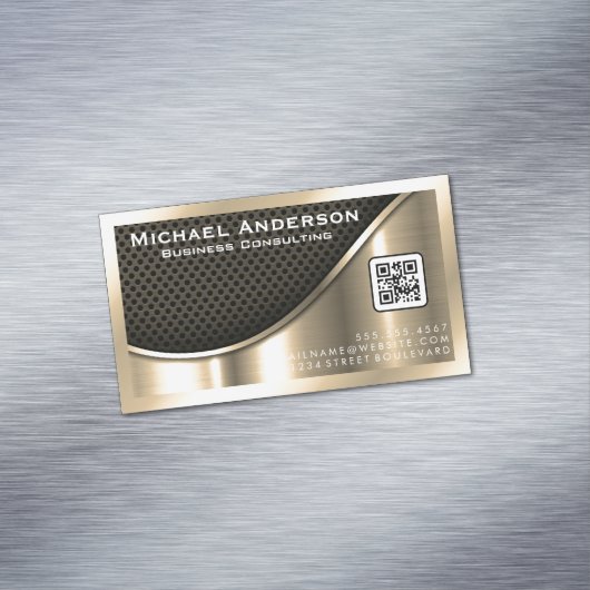 Zwart vlees en metaalgoud | QR-code Magnetisch Visitekaartje (Voorbeeld)