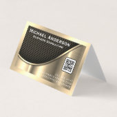 Zwart vlees en metaalgoud | QR-code Visitekaartjes (Voorkant)