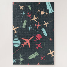 Zwart vliegtuig en luchtvaartpatroon