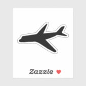 Zwart vliegtuig silhouet, sticker uitzicht (Vel)