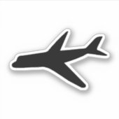 Zwart vliegtuig silhouet, sticker uitzicht (Voorkant)