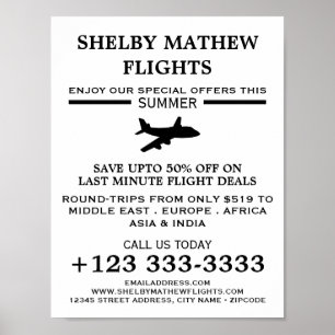 Zwart vliegtuigpictogram, Adverteren vliegtuig Poster