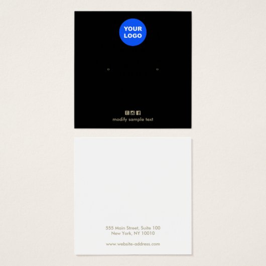 Zwart voeg je Logo-oormerskaart toe Vierkante Visitekaartjes (Voorkant /achterkant)