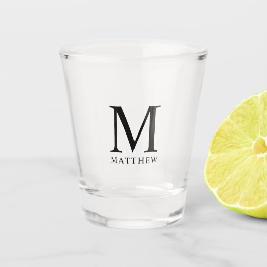Zwart Voeg jouw naam en Initiaal Monogram toe Shot Glas (Voorkant)