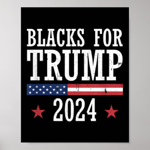 Zwart voor Trump 2024 presidentsverkiezingen Poster