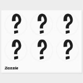 Zwart vraagteken ronde sticker (Vel)