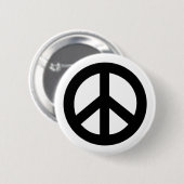 Zwart vredesbord ronde button 5,7 cm (Voorkant /achterkant)