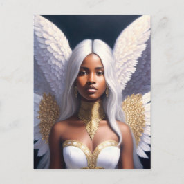 Zwart Vrouw Angel White Wings Art Briefkaart