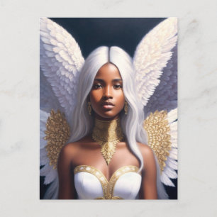 Zwart Vrouw Angel White Wings Art Briefkaart