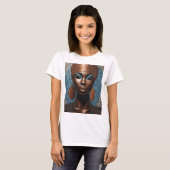 Zwart Vrouw Blauw Koper Mozaïek T-shirt (Voorkant volledig)