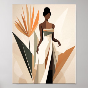 Zwart Vrouw Gezichtloos Wandart Decor Poster