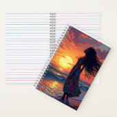 Zwart vrouw op het strand notitieboek (Binnen)