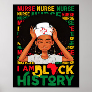 Zwart Vrouw Verpleegster Afro Retro Zwart Geschied Poster