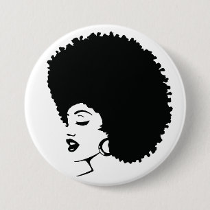 Zwart vrouwenvermogen ronde button 7,6 cm