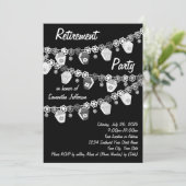 Zwart w / White Lanterns Pensioenfeest uitnodiging (Staand voorkant)