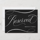 Zwart w / Wit Script Bruiloft Gereserveerd Tafelte (Voorkant)