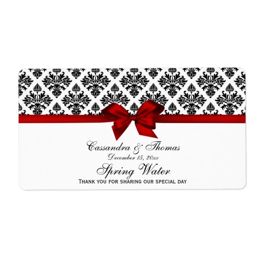  zwart WAT Damask Red H Water Flaconetiket Etiket (Voorkant)