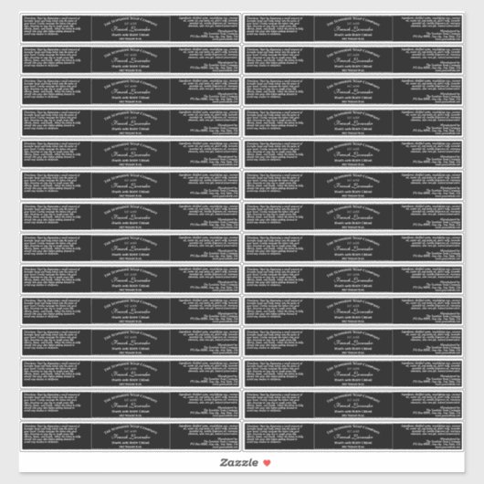 Zwart Waterdicht Cosmetica Etiket 1" x 7" Sticker (Vel)