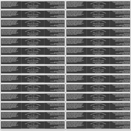 Zwart Waterdicht Cosmetica Etiket 1" x 7" Sticker (Voorkant)