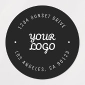 Zwart Waterdicht Logo & Adres (of andere tekst) Labels (Design 1)